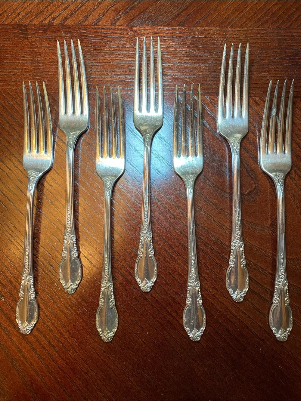 Vintage Enchantment Rogers 1881 Oneida Silver-Plated Dinner Forks - Set of 7